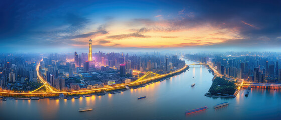 Naklejka premium Chongqing city night view