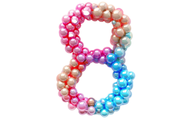 Colorful Pearl Number Eight Against White Background