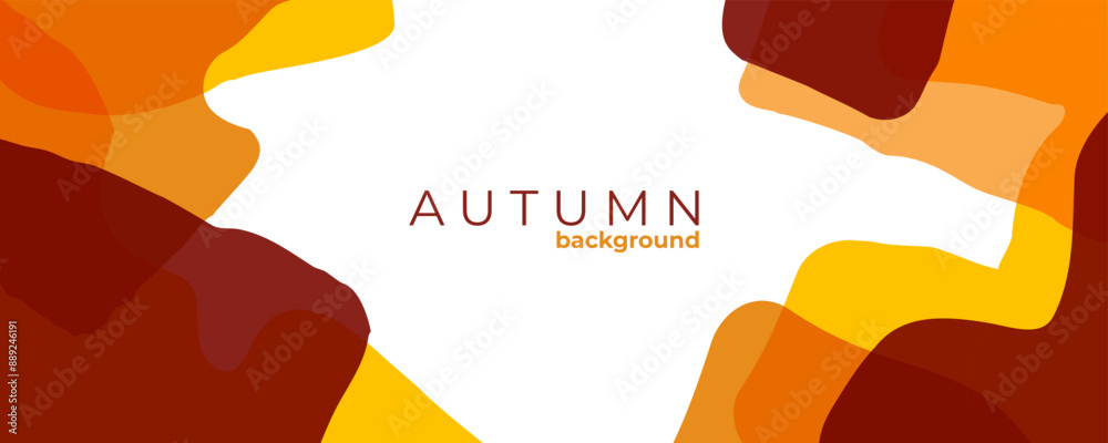 Poster autumn theme abstract background with various curved bright colored shapes for fall season creative 