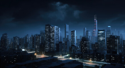 Obraz premium Metropolitan Nights: Urban Skyline Illuminated