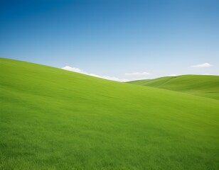 Fototapeta premium Smooth green landscape under bright sky. Wellness and nature background. AI Illustration.