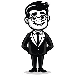 Fototapeta premium vector black color silhouette of a funny Businessman cartoon vector, 