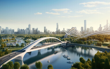 Obraz premium Modern Urban Oasis: Cityscape & Architectural Marvel