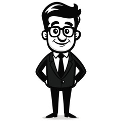 vector black color silhouette of a funny Businessman cartoon vector, 