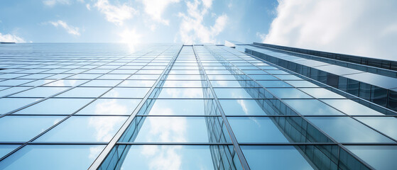 Obraz premium Modern Skyscraper With Reflective Glass Windows