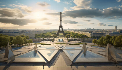 Fototapeta premium Eiffel Tower at Sunrise from Trocadéro