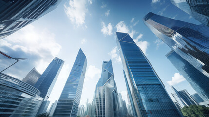 Fototapeta premium Modern Skyscrapers Under Blue Sky