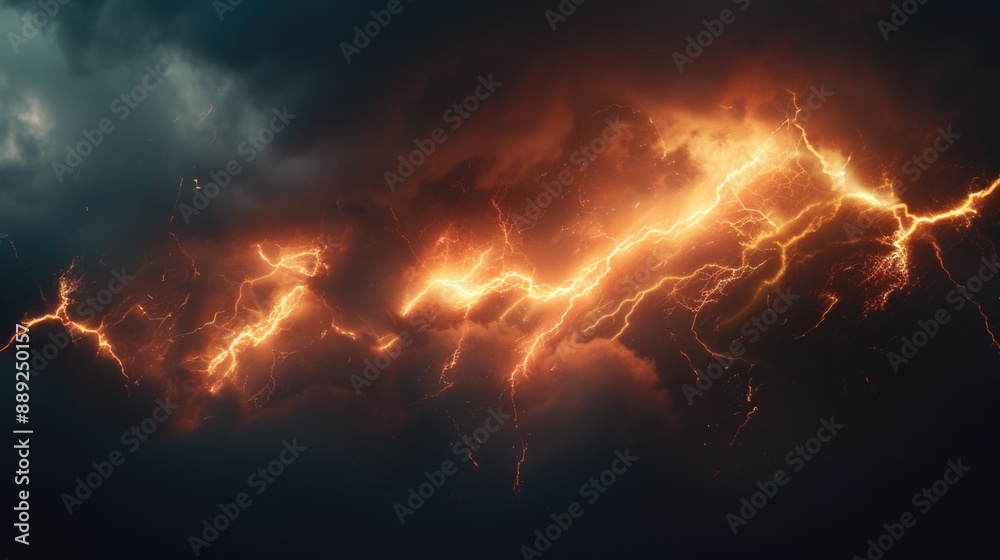 Poster a dramatic display of lightning in the sky