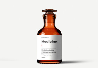 Amber Glass Medicine Bottle Mockup