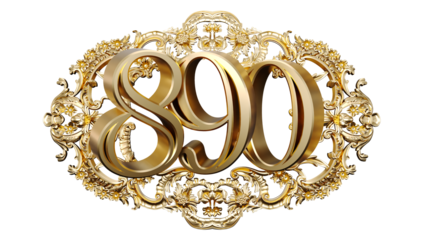 golden number eight hundred ninety in the center of Decorative golden vintage frames, number 890