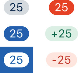 Badge buttons icon set. Different color for increasing and decreasing