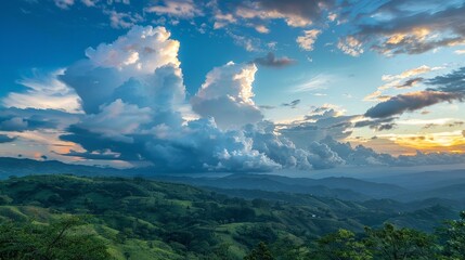 Clouds paint the sky in ever-changing landscapes.