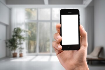 Business man using phone at home