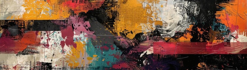 Layered abstract design with a collage-like effect, showcasing depth and artistic creativity