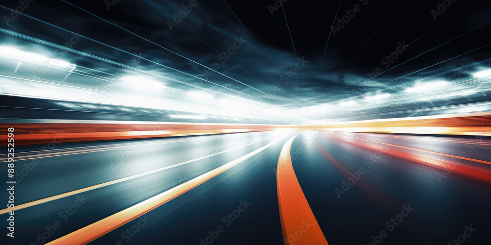 Wall mural high-speed highway night journey