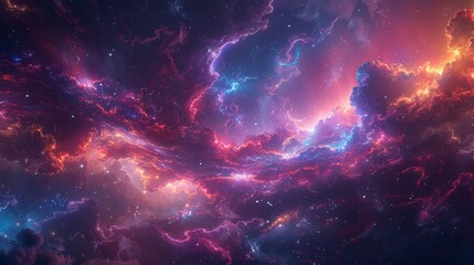 Naklejka premium Luminescent Cosmos: Surreal Otherworldly Dreamscape Wallpaper with Celestial Features and Vivid Colors