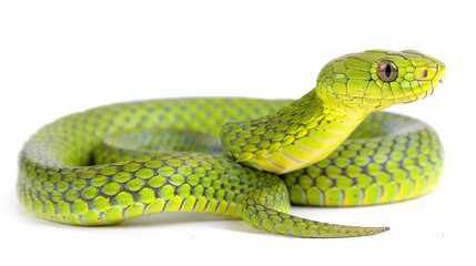 Fototapeta premium Green Mamba full body on white background