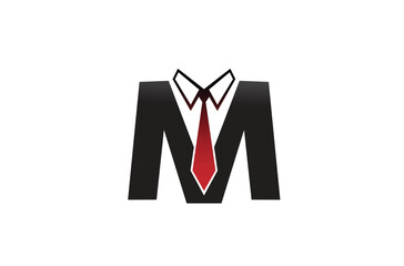 Creative letter M in tie symbol logo vector icon design illustration