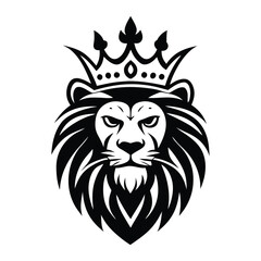 Lion king face tattoo style logo symbol illustration design template. isolated on white background