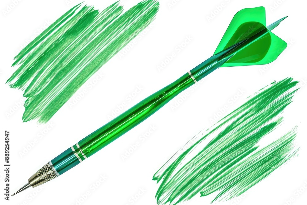 Poster a green dart and a green arrow are positioned on a white background