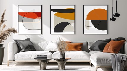 A set of three contemporary abstract art posters featuring a continuous minimalistic design, perfect for a sleek and modern decor on a white background