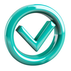3d compliance icon, right sign on transparent background