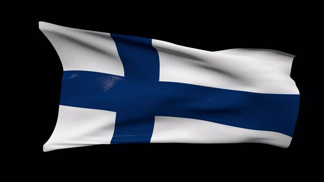Finland. flag waving in the wind transparent background 4K resolution