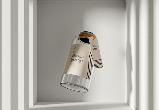 Floating Glass Bottle Mockup