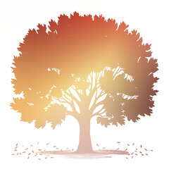 Autumn Tree Silouhette and Shape With Transparent Background