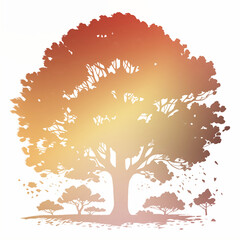 Autumn Tree Silouhette and Shape With Transparent Background
