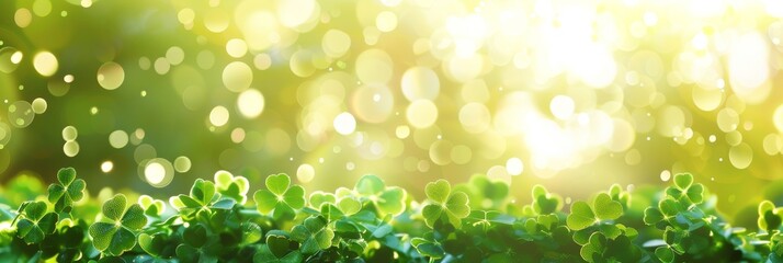 Obraz premium With a light green blur background and a banner of green leaves in the spring, this background has a spring green color scheme