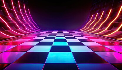 Futuristic Neon Tunnel with Bright Lights