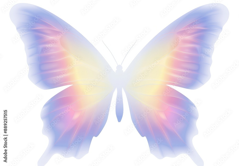 Wall mural this y2k-inspired butterfly shape features a blurred gradient effect and is isolated on a transparen