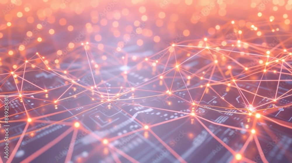 Poster point and line network connection structure data transfer. abstract technology background for 3d ren