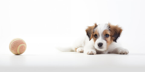 Dog with ball.