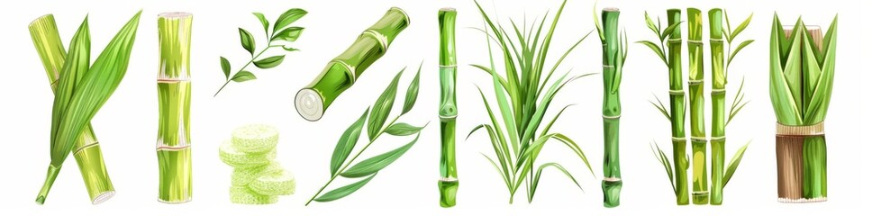 Fototapeta premium Bamboo Shoots Hyperrealistic Isolated On Transparent Background Png