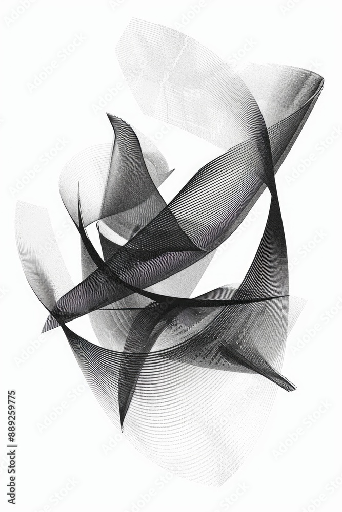 Poster A photograph of a curved object with contrasting light and shadow in a black and white tone