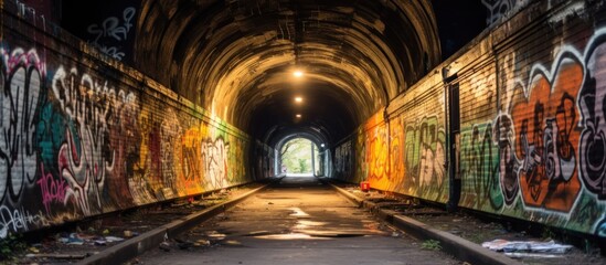 Graffiti Tunnel with a Glimpse of Light at the End