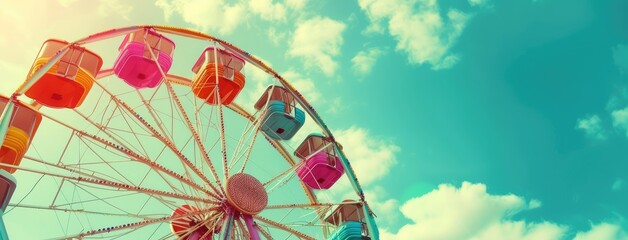 Vibrant Ferris Wheel on a Sunny Day Sky
