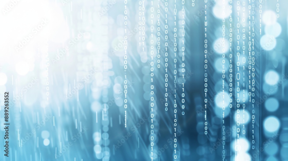 Leinwandbilder a digital background featuring rows of white binary code against a light blue background with out-of
