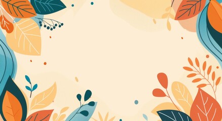Design a poster, flyer, greeting card or poster with this colorful summer background. A tropical leaves template for a horizontal layout banner.