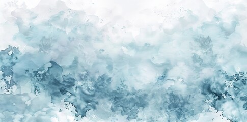 Fototapeta premium Background of abstract blue watercolor painted sky, Abstract blue color clouds background, Vibrant blue sky with puffy and blurry natural clouds.