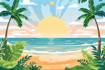 Obraz premium Landscapes and beaches in summer. Creative background, sunny panorama.