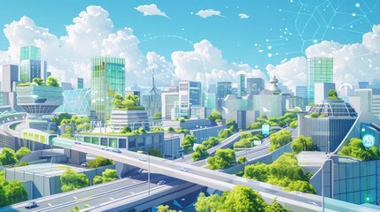 Fototapeta premium Modern Futuristic Green Smart City