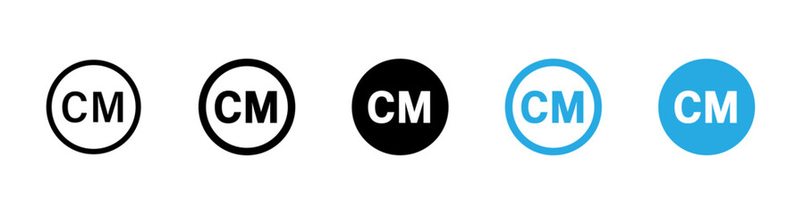 CM icon. CM intellectual property symbol set. Vector