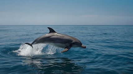 Fototapeta premium Dolphin jumping around ocean 