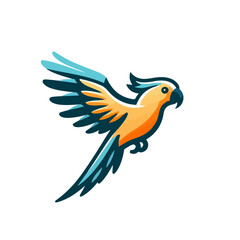 A flat vector logo of a parrot.