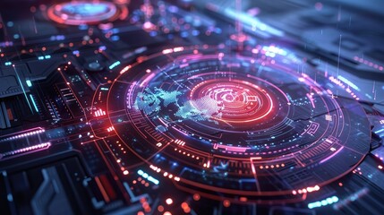 Futuristic HUD Interface with Global Map