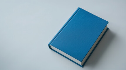 A blue book lying cover-up on a white background