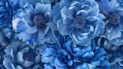 Obraz premium A pattern featuring lush blue peonies